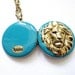 Turquoise Lion Necklace, Metal, Brass, Handmade by RotsinaCreations