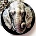 Elephant Locket, Jet Black, Metal, Silver, Handmade Necklace by RotsinaCreations
