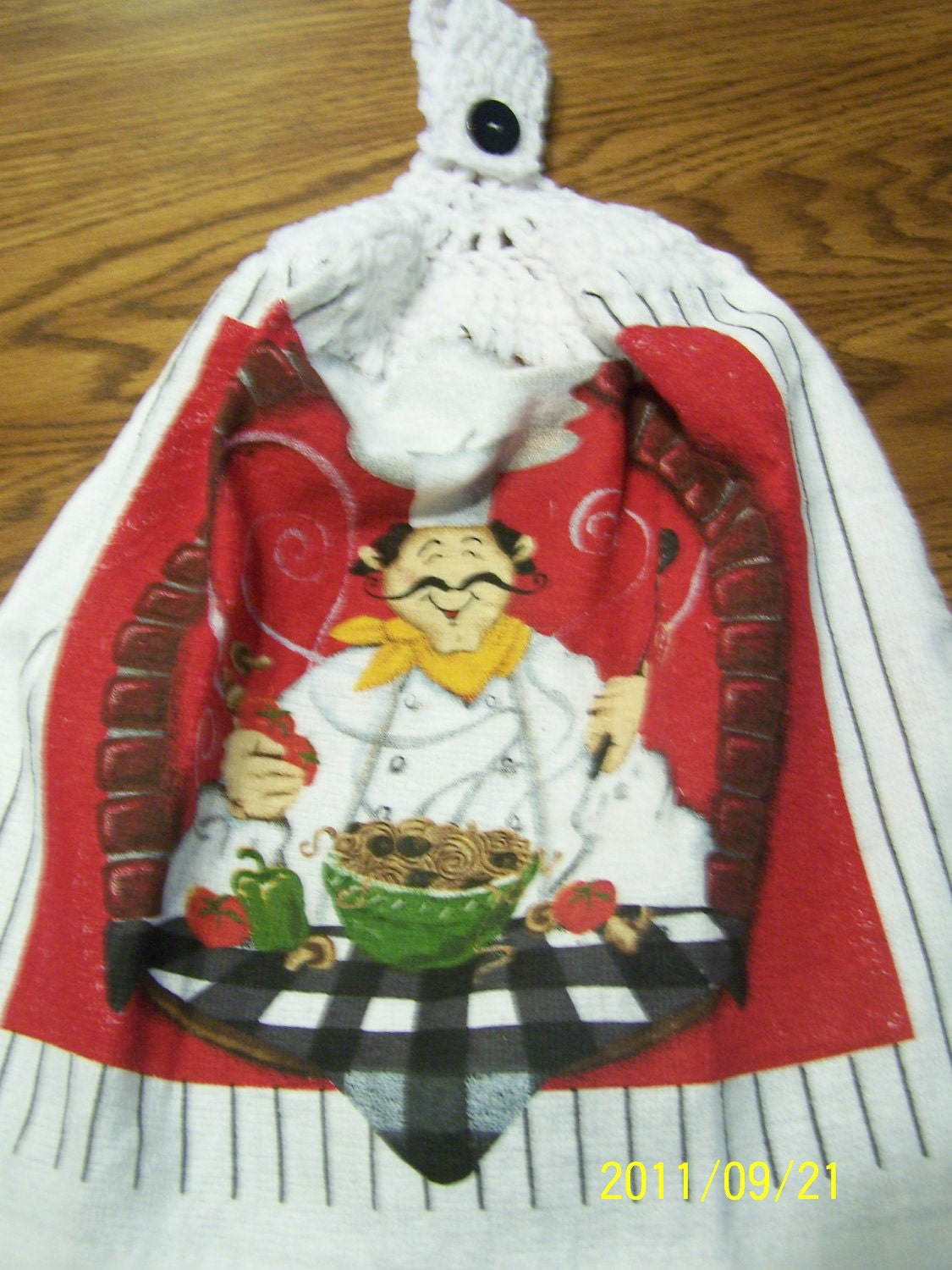Happy Chef Crocheted Kitchen Towel