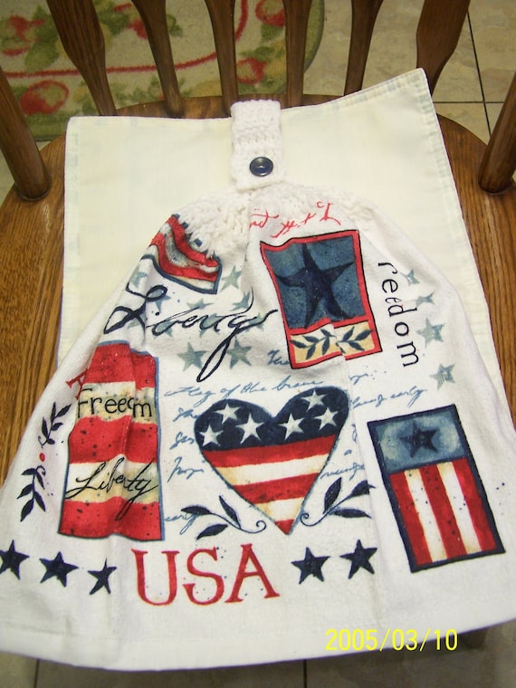 Patriotic Liberty Crochet Top Kitchen Towel