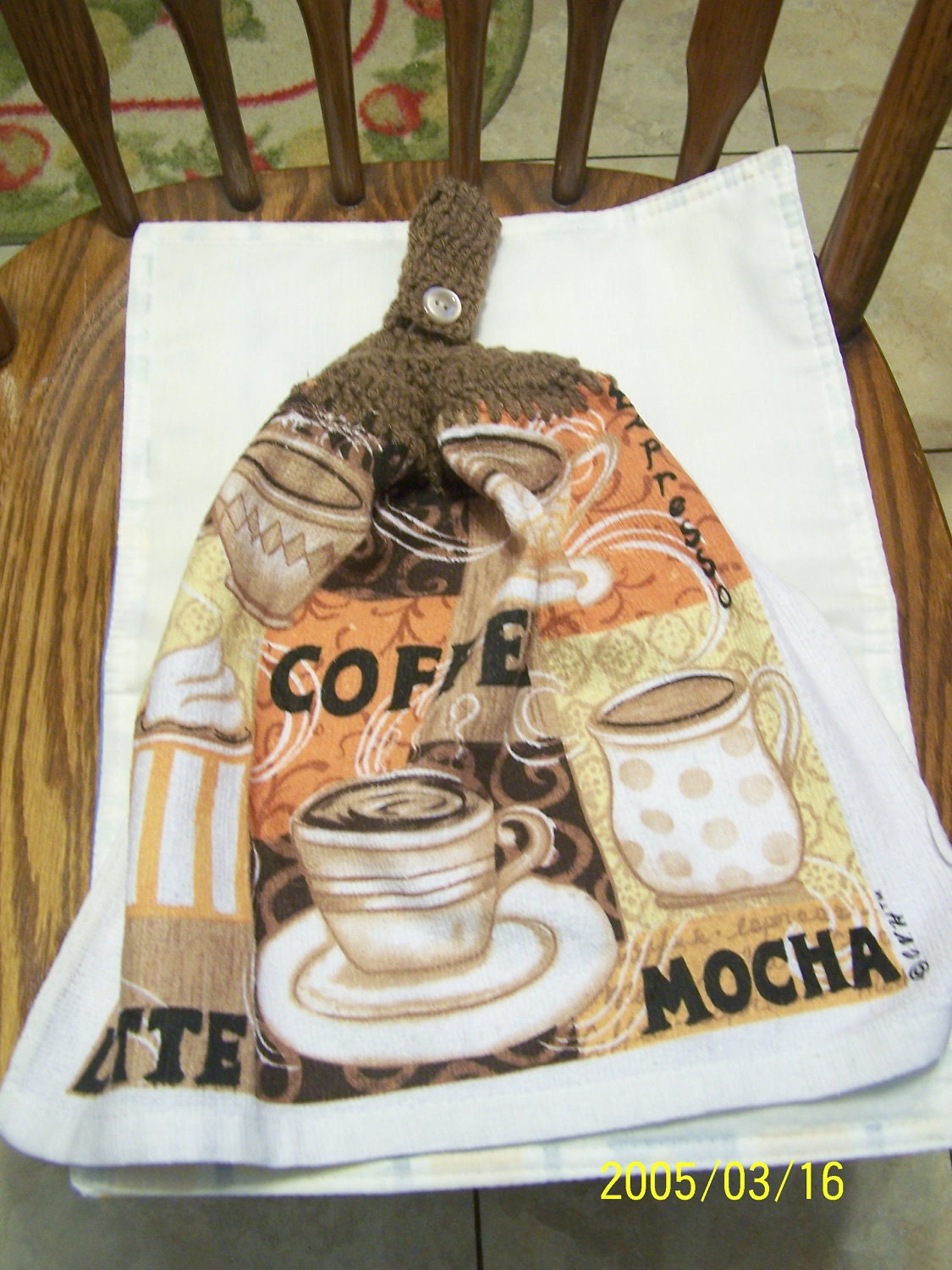 Coffee Cups Crochet Top Kitchen Towel