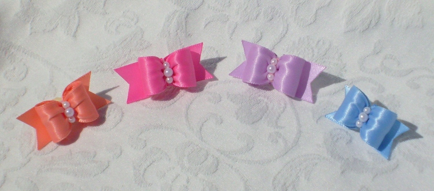 5/8 Dog Bows- Simply Satin Puppy Dog Bows-Pastel