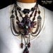 SOLD Cat Skull Necklace Tribal Amulet Red Tigers Eye Black Tourmaline Pagan Talisman Wiccan Costume FIREHORN DRAGO by Spinning Castle