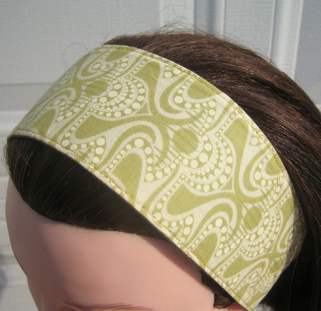 Green Headband, Wide, Funky Waves