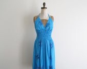 vintage 1980s dress cut out halter ( BUTTERFLY NET )