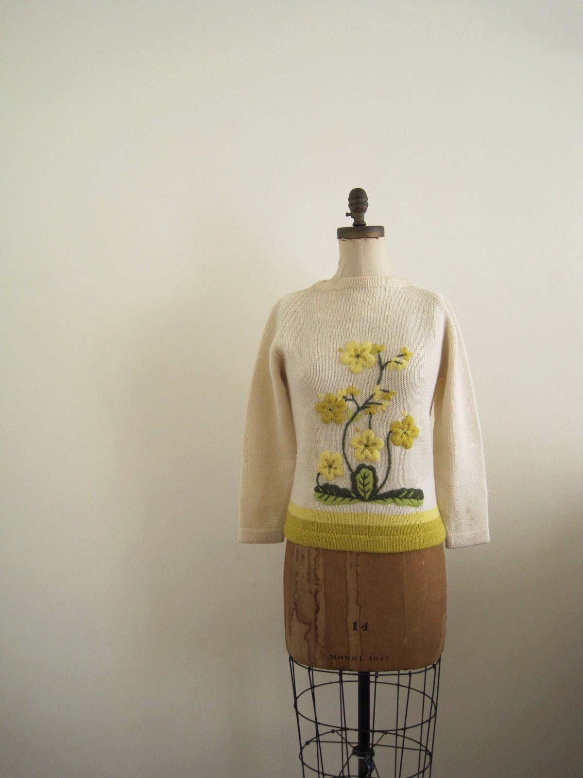 RESERVED...1960s Embroidered BOTANICAL Sweater