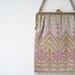 RESERVED// Antique beaded purse / french steel ( ORCHID COLORS )