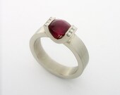 Modern engagement Ruby /diamond Ring