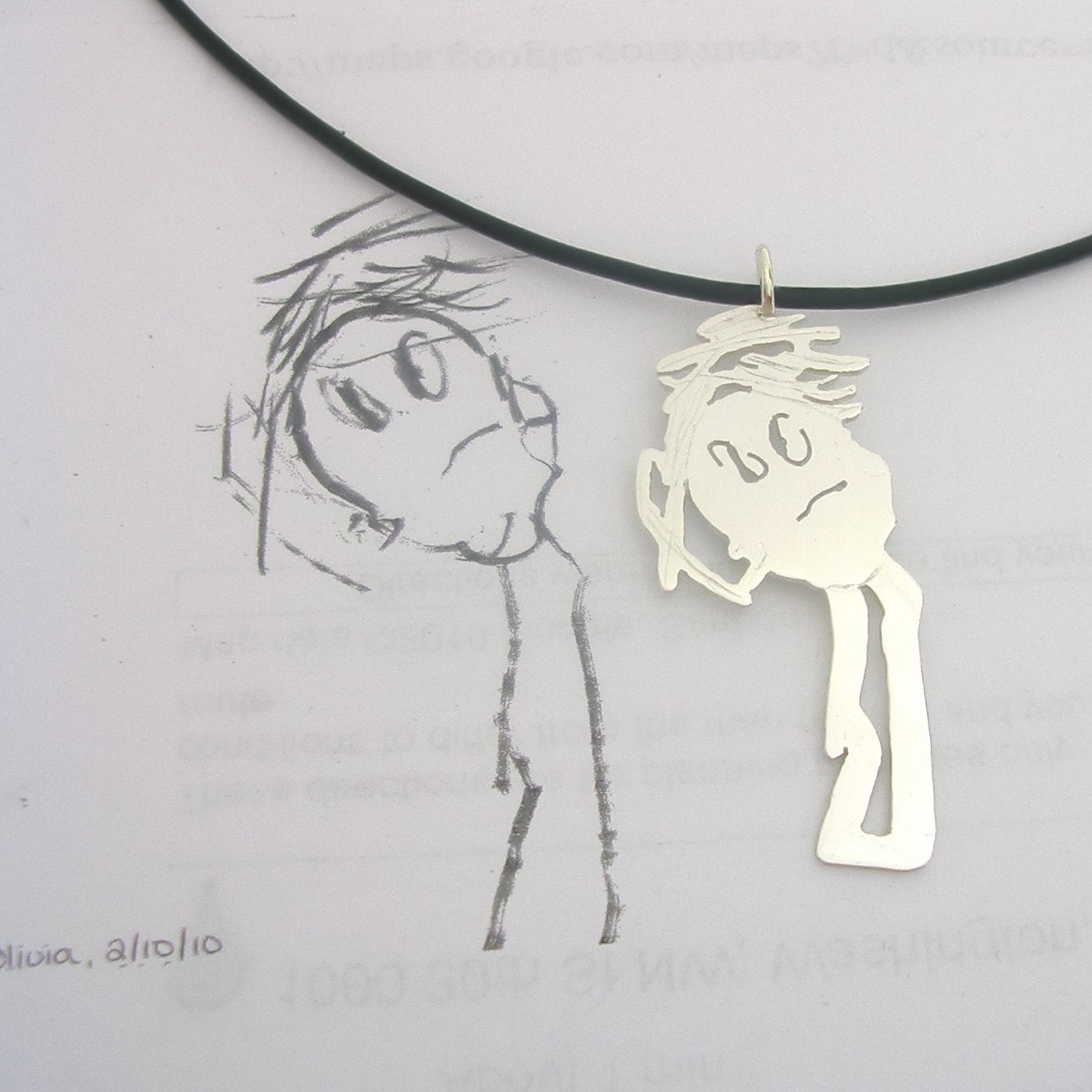Your childs heart drawing on jewelry