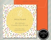 Confetti Square Invitation - Moving, Save the Date, Wedding, Baby Shower