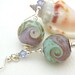 Copper Green Lilac Lampwork Earrings, Sterling Silver Earrings, Beaded Earrings - NEBULA