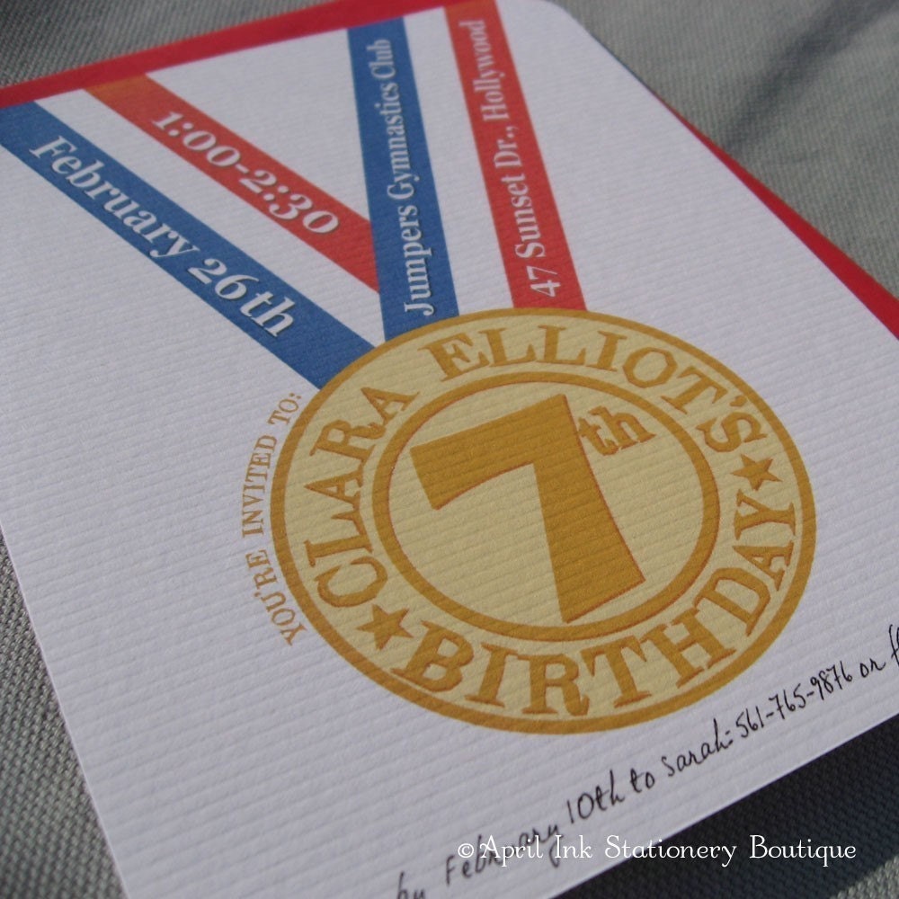 Olympic Gold Medal Birthday Party Invitations