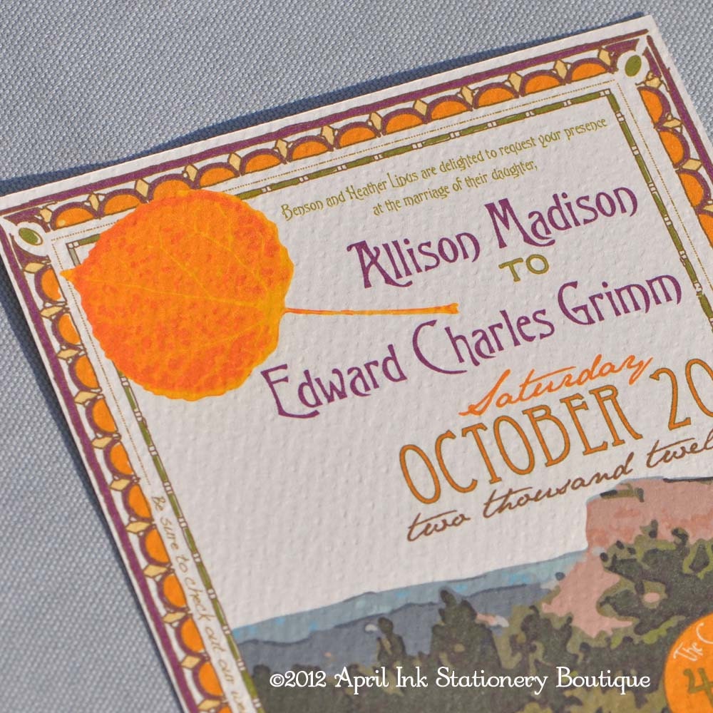 Fall Aspen Mountain Wedding Invitation