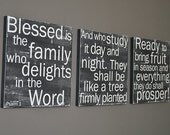 Psalms 1 set of 3 in Black - 12x12 CAFE MOUNT