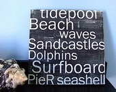 Sandcastles and Waves and Seashells - Beach Favorites in Black 12x12 CAFE MOUNT - redletterwords