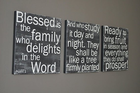 Psalms 1 set of 3 in Black - 12x12 CAFE MOUNT