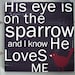 His Eye is on the Sparrow - in Black 12x12 CAFE MOUNT