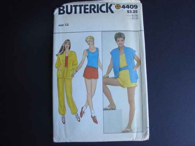 Butterick 4409, Misses size 12 leisure and exercise wear, 1980s, uncut