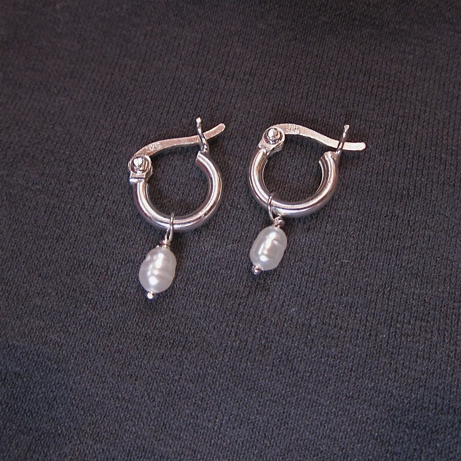 Tiny Gem Hoop earrings with freshwater pearls