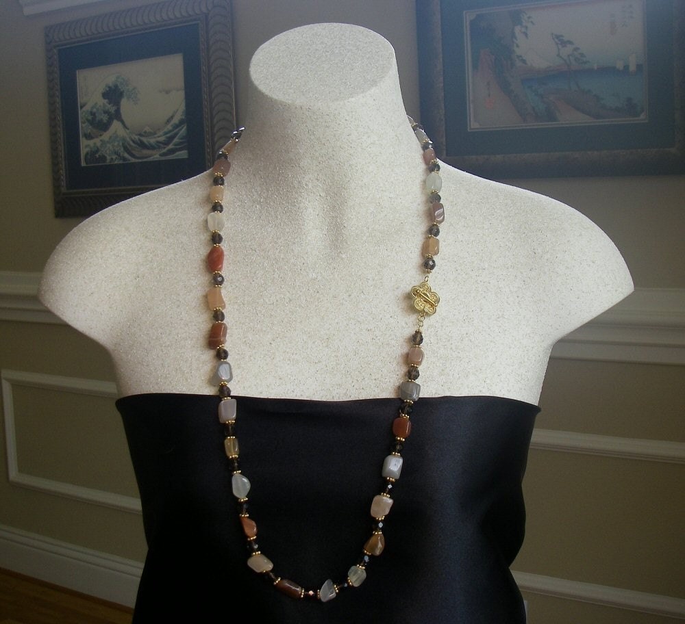 Long Moonstone and Vermeil Necklace