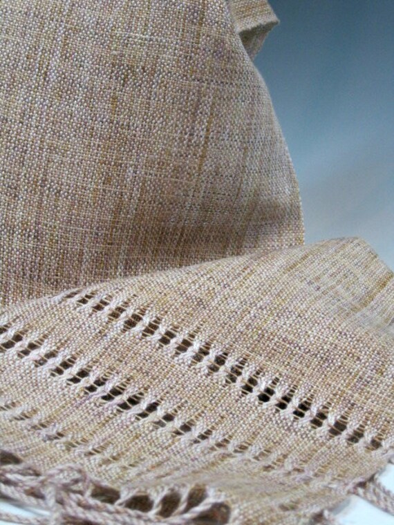 Handwoven Raw Silk Scarf: Nearly Nude Amid the Persimmons