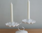 Vintgtage White Metal Candleholder