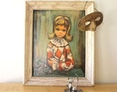 Vintage Harlequin Girl Framed Print