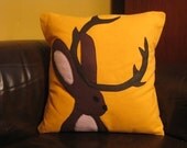 yellow Jackalope pillow
