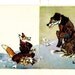 Russian fairy tale Wolf and Fox postcard, vintage