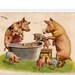 Bath time for Piglets Vintage Pigs Postcard, watering can