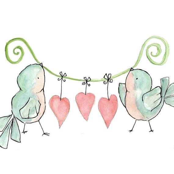 Tweethearts 8X10 Children's Art Print