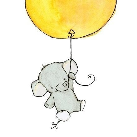 Nursery Art -- Print Flying High Honey Mustard 5X7 -- Art Print