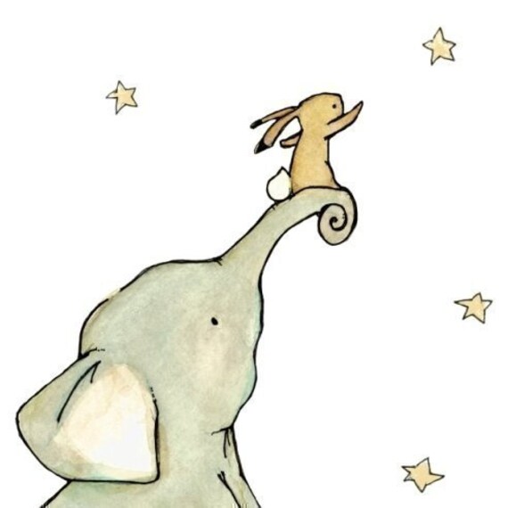 nursery art wall decor---Reach For The Stars-- 5X7 original art print by trafalgarssquare