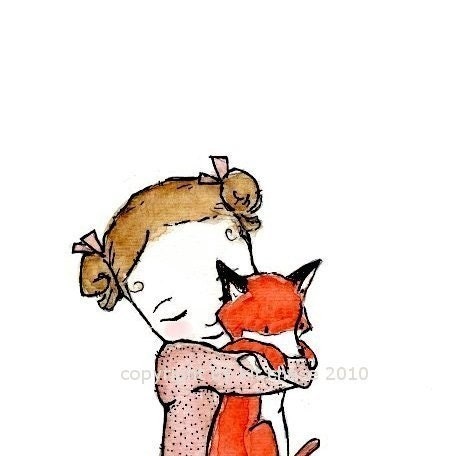 Baby Art -- Fox Girl 8X10 -- Art Print