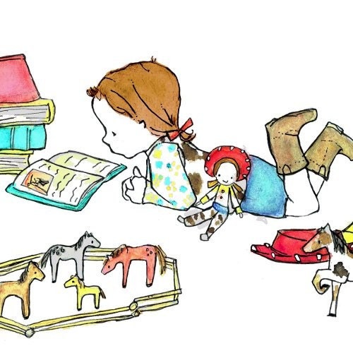 Western Read (a) -- 8x10 Archival Print -- Children's Art