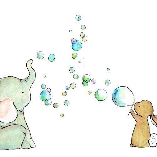 Nursery Art --- Bubble Party- - 11x14 Archival Art Print