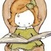 FALL SALE --- Little Scholar brunette girl in a brown study  -- 8X10 Archival Print -- Children's Art