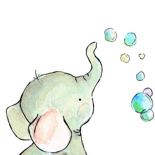 Elephant Bubbles 8x10 -- Art Print