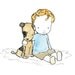 baby boy nursery art -- Best Buddies blond boy-- 5x7 Archival Art Print