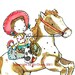 children's western room decor --Ride 'Em Cowgirl brown hair -- 5x7 Archival Art Print