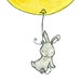 Bunny Balloon lemon yellow and grey 8x10 Nursery Print
