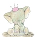 Nursery Art Print 5x7 Royal Elephant with a Cotton Candy Crown