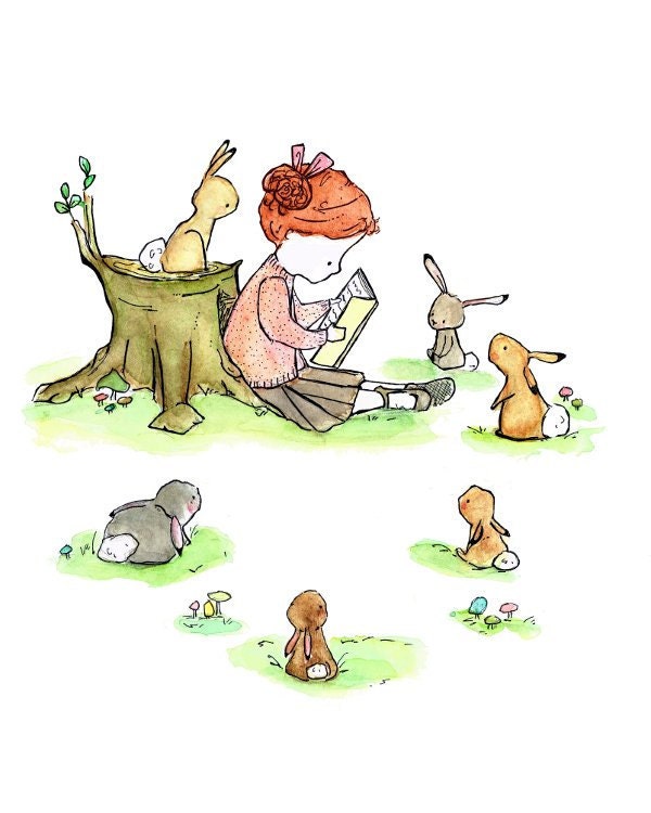 Story Girl (E) -- 8x10 Archival Print -- Children's Art