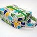Knitting Project Bag Box Bag - Owls in Green and Blue