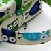 Knitting Project Bag Box Bag - Owls in Green and Blue