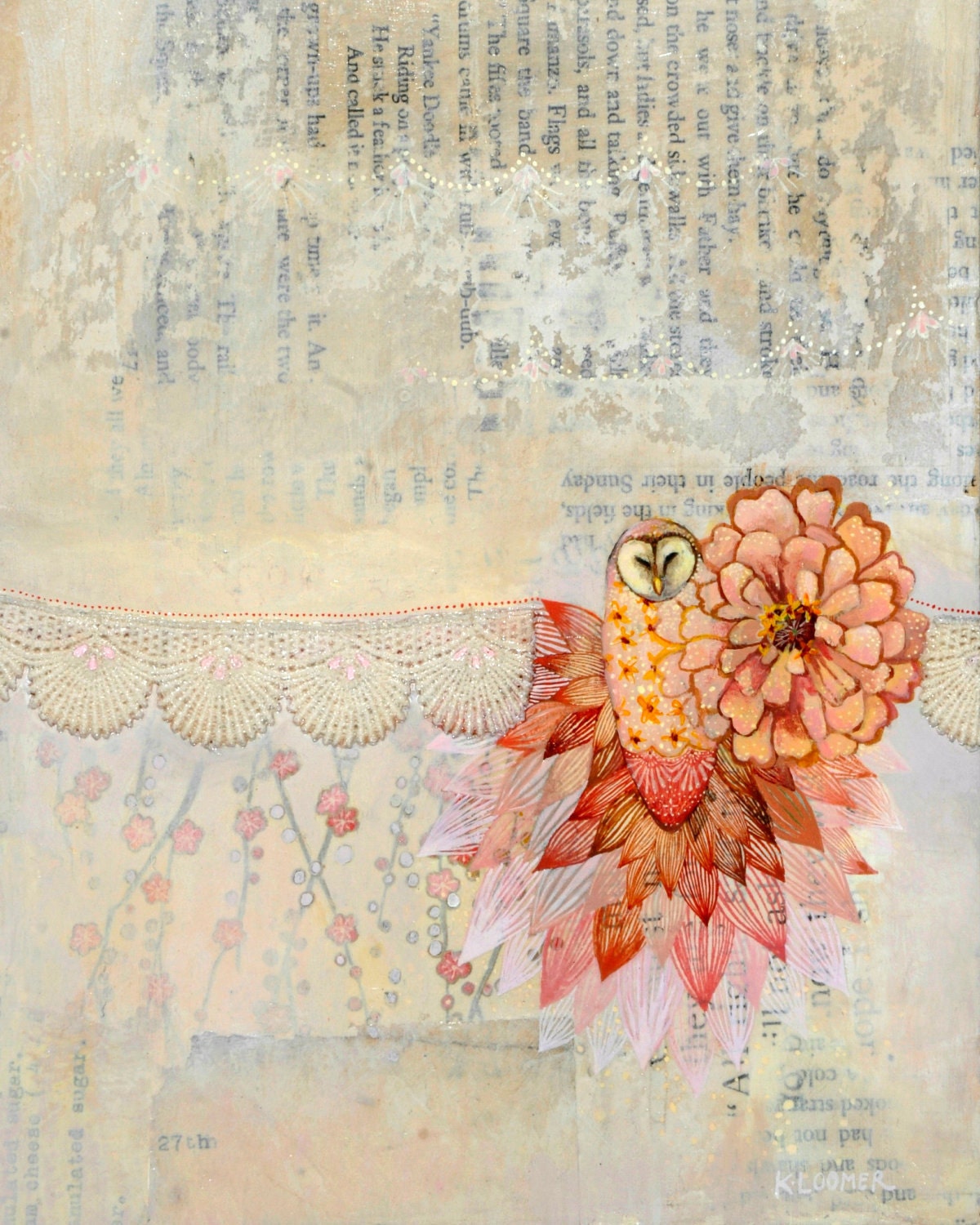 Pink Owl Print / Fine Art Giclee Print / Pink Art
