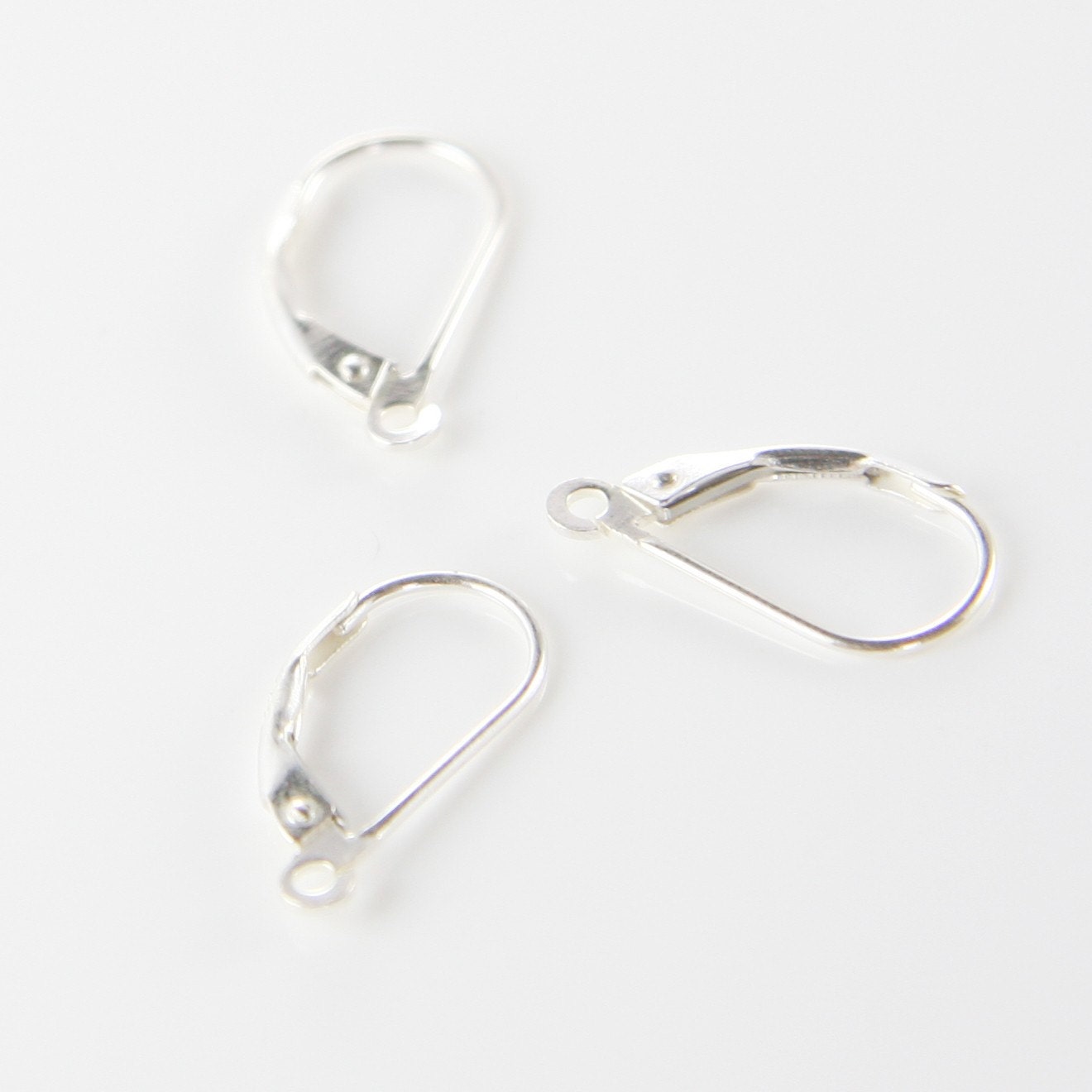 4pcs (2 Pairs) Sterling Silver Earring Hooks-Lever Back 17x9mm