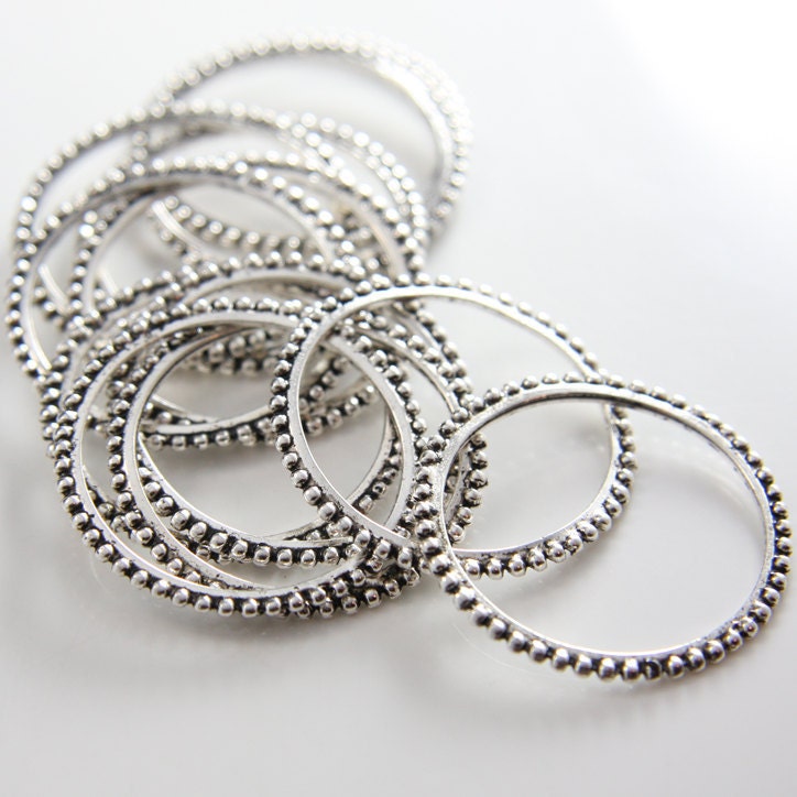 12pcs Oxidized Silver Tone Base Metal Rings-32mm (11119Z-H-46A)