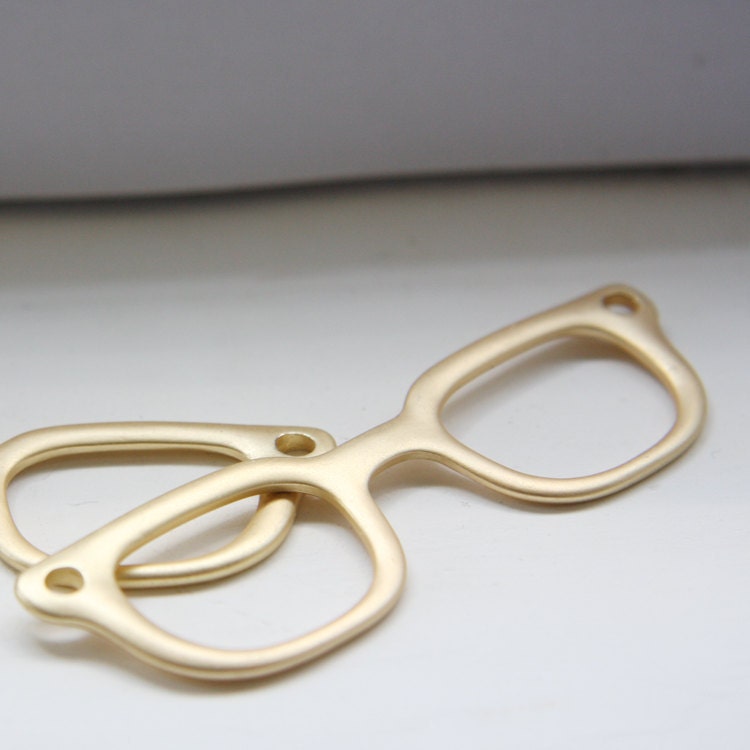 4pcs Matte Gold Tone Pendant - Glasses 72x22mm (R-86)