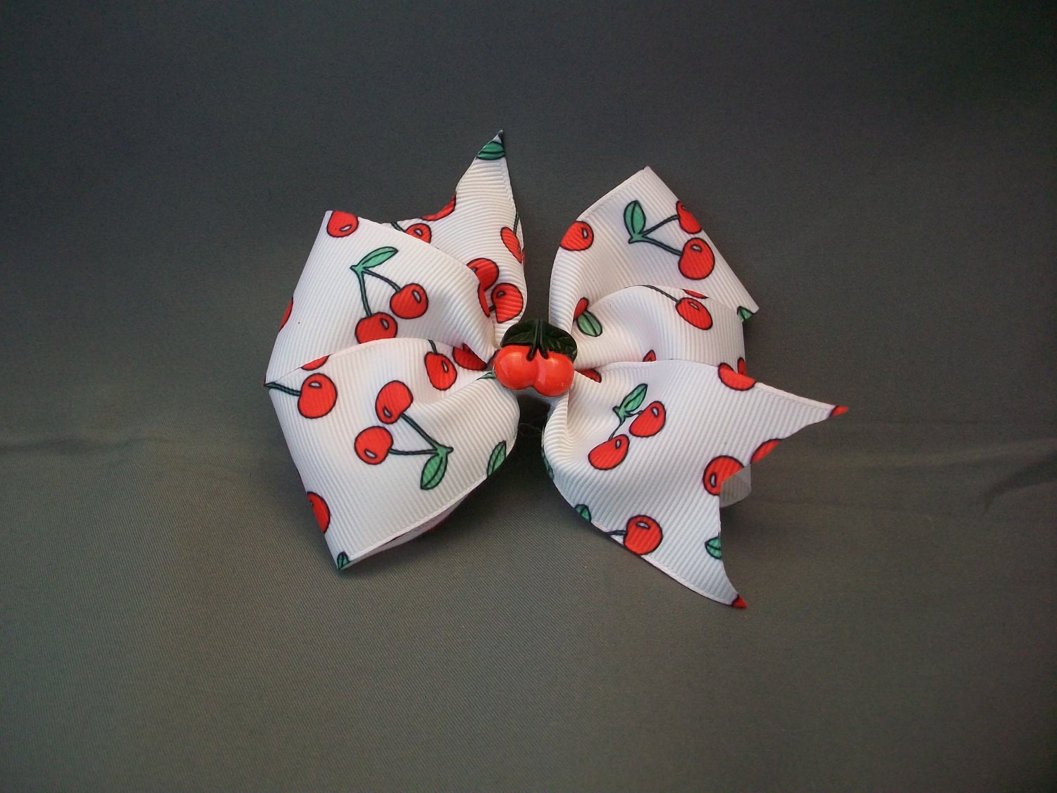 Cherry Hairbow Bow with No Slip Grip